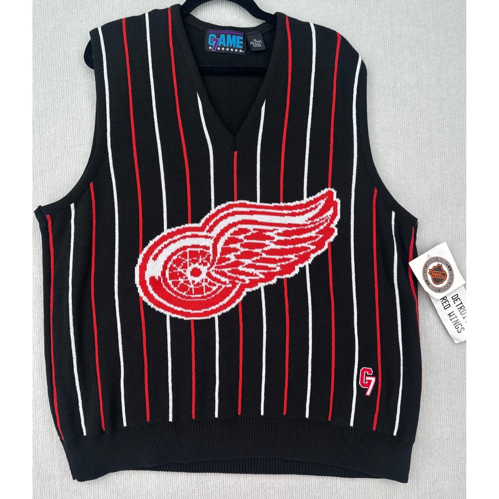Vintage Detroit Red Wings Game 7 Sweater Vest XL NWT NHL Made USA 90s Hockey0452